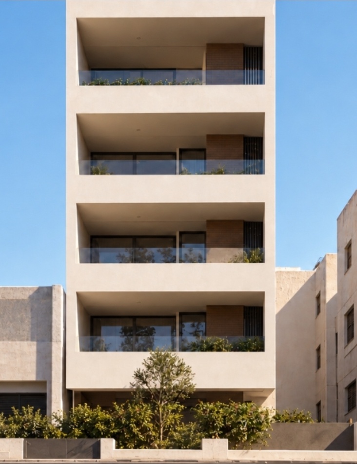 Street elevation with deep planted verandas